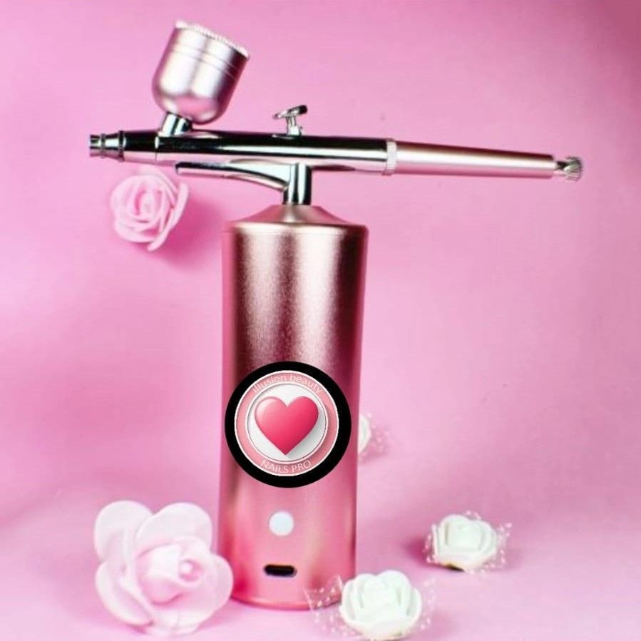 AEROGRAFO PORTATIL RECARGABLE ROSA ILLUSION BEAUTY NAILS PRO