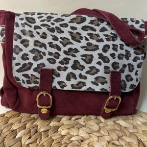 BOLSO TIPO MALETA GRANATE Y DE LEOPARDO