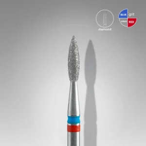 Fresa manicura de diamante para uñas DUO Llama Roja-Azul EXPERT, diámetro del cabezal 2,1mm / parte de trabajo 8mm Staleks