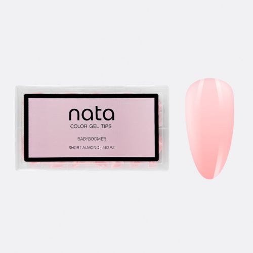 GEL TIPS NAILS PRESS ON BABYBOOMER SHORT ALMOND(FORMA ALMENDRA TAMAÑO CORTO)NATA